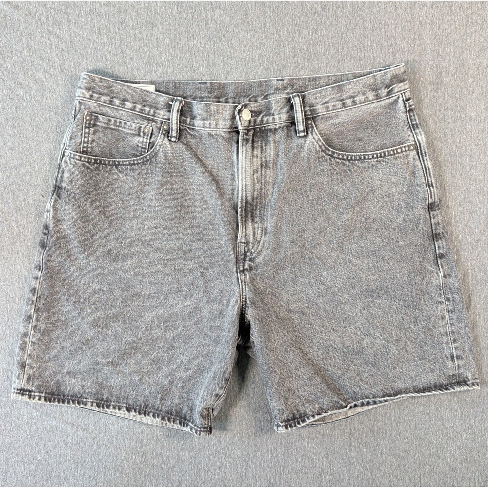 GAP Men's 90s Loose Short Black Denim W38 Acid Wash Jorts Grunge Goth Sk8